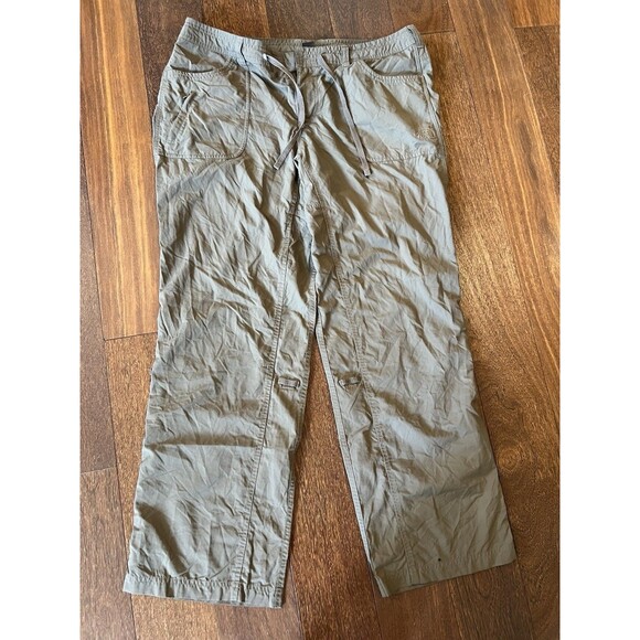 THE NORTH FACE Pants Women’s Sz 16 Green Roll Tab Hiking Poly Stretch Cargo - Picture 1 of 7